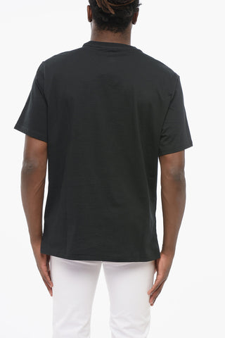 T-Shirt mit Rundhalsausschnitt in Uni mit bedrucktem Logo