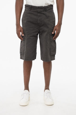 Shorts Cargo in Denim con Chiusura Nascosta