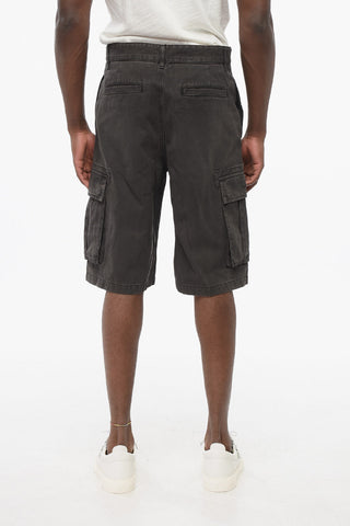 Shorts Cargo in Denim con Chiusura Nascosta