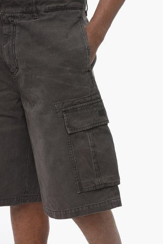 Shorts Cargo in Denim con Chiusura Nascosta