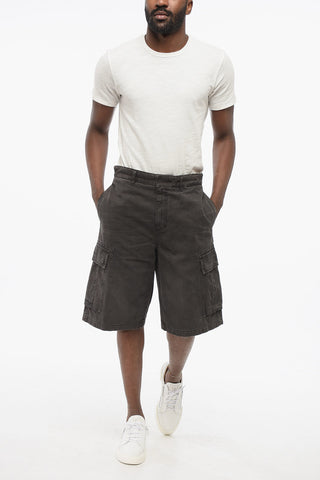 Shorts Cargo in Denim con Chiusura Nascosta