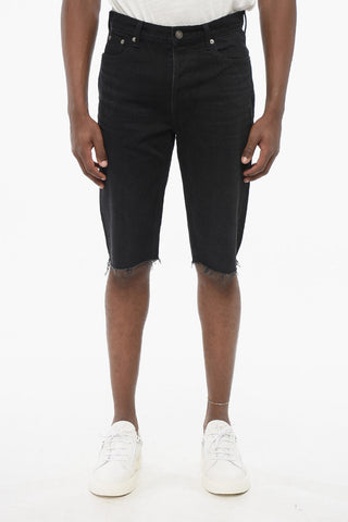 Shorts in Denim con Fondo Sfrangiato