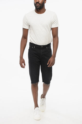 Shorts in Denim con Fondo Sfrangiato