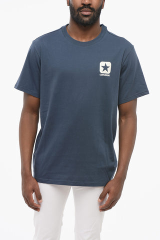 T-Shirt mit Rundhalsausschnitt aus Baumwolle mit kontrastierendem und erhabenem Logo