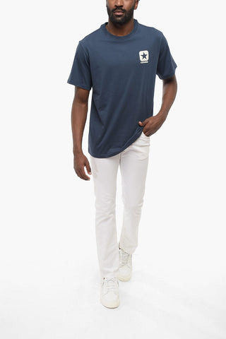 T-Shirt mit Rundhalsausschnitt aus Baumwolle mit kontrastierendem und erhabenem Logo