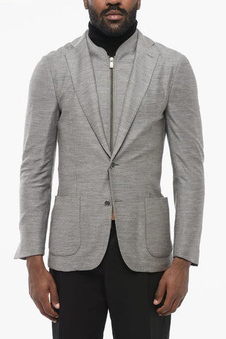 ID Virgin Wool Unlined Blazer with Removable Chest Piece
