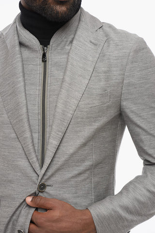 ID Virgin Wool Unlined Blazer with Removable Chest Piece