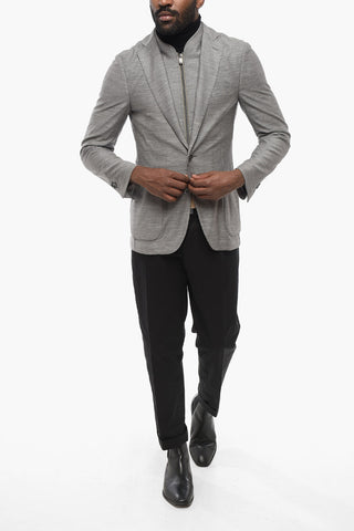 ID Virgin Wool Unlined Blazer with Removable Chest Piece
