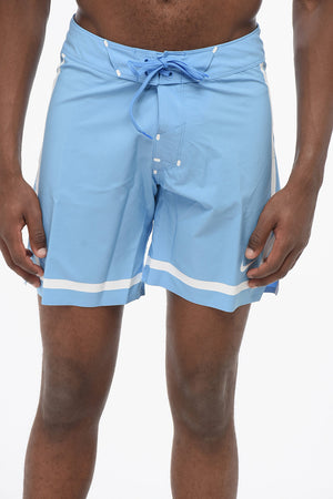 SWIM ENGINEERED Boxer Swim Trunks Solid-Coloured with Contrasting Details