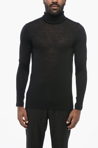 Maglia a Collo Alto in Lana Stretch Extrafine