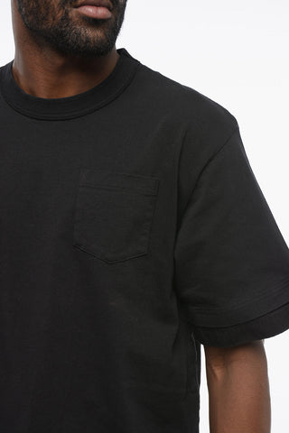 Solid Color Crew-neck T-Shirt with Side Buttoning and Breast Pocket