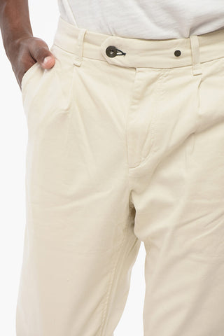 ICONS Single-pleated Stretch Cotton Chinos Pants