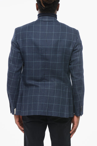 Blazer Semi-foderato In Msito Lino A Quadri