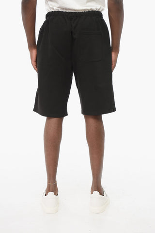 Shorts in Cotone Garzato con Logo in Applicazione