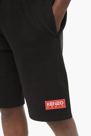 Shorts in Cotone Garzato con Logo in Applicazione
