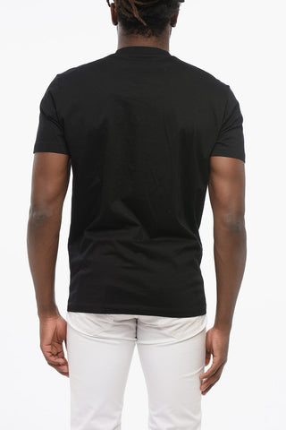 Solid Color Crew-neck T-Shirt Embellished with Rhinestones