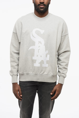 Brushed Cotton Crewneck Sweatshirt MIDWEST RELAXED with Velour Detail