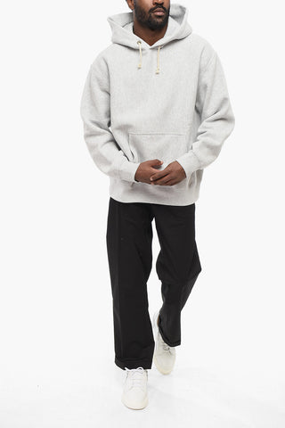 Felpa Hoodie in Cotone Felpato a Tinta Unita