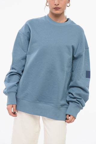 Monochrome Brushed Cotton Sweatshirt with Crew Neck