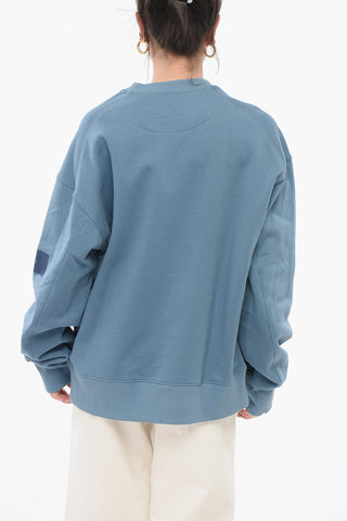 Monochrome Brushed Cotton Sweatshirt with Crew Neck