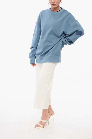Monochrome Brushed Cotton Sweatshirt with Crew Neck