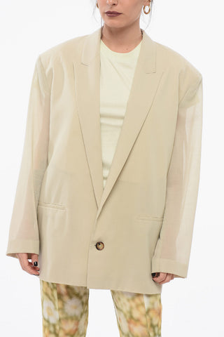 Einreihiger Blazer Aus Wolle Mit Transparenten Ärmeln