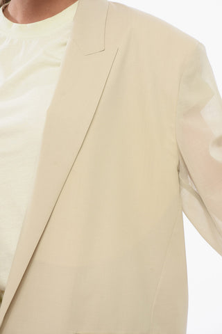 Blazer Monopetto In Lana Con Maniche Sheer