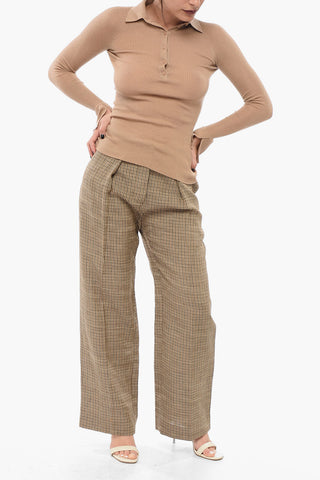 Maglia in Misto Cashmere a Costine con Collo a Polo