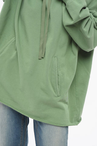 MM6 Felpa Hoodie in Cotone Garzato con Fondo a Taglio Vivo