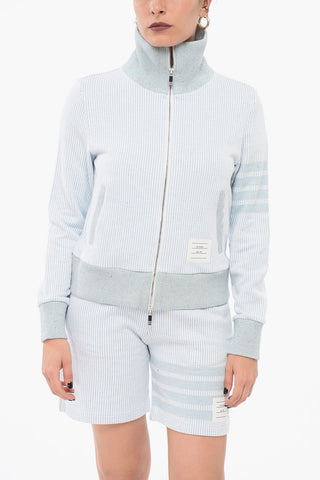 Felpa Zip-up in Misto Seta Motivo Awning
