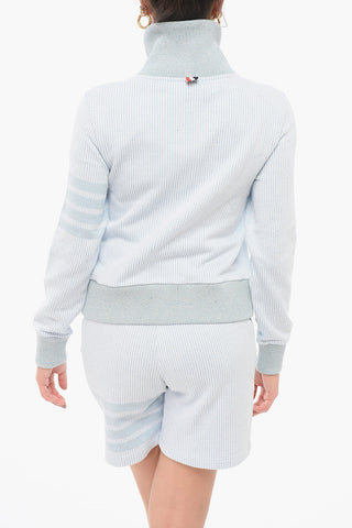 Silk Blend Zip-up Sweatshirt with Awning Motif