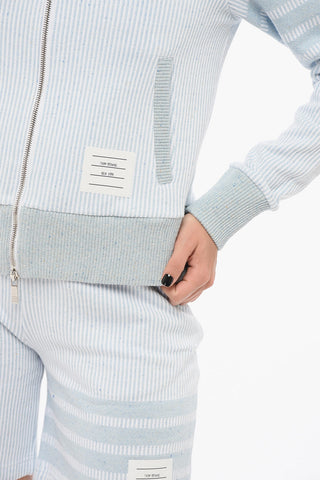 Silk Blend Zip-up Sweatshirt with Awning Motif