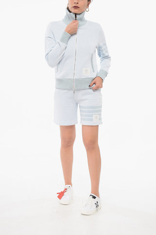 Silk Blend Zip-up Sweatshirt with Awning Motif