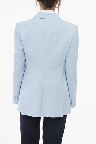 Linen Blend Single Breasted Blazer With Peak Lapel