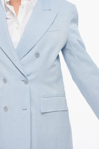 Linen Blend Single Breasted Blazer With Peak Lapel