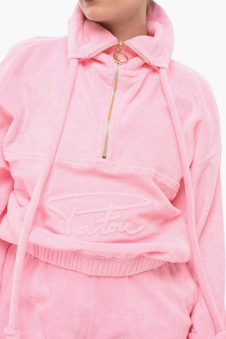 Cotton Terry Zip-up Sweatshirt with Embossed Logo