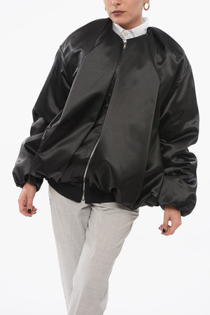 Giubbotto Bomber In Satin Con Drappeggio