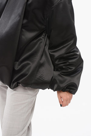 Giubbotto Bomber In Satin Con Drappeggio