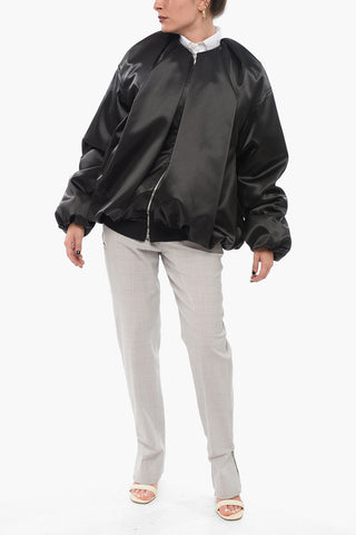 Giubbotto Bomber In Satin Con Drappeggio
