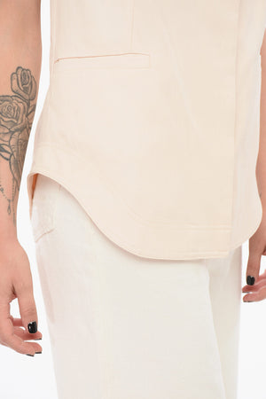 Top Smanicato In Misto Lino