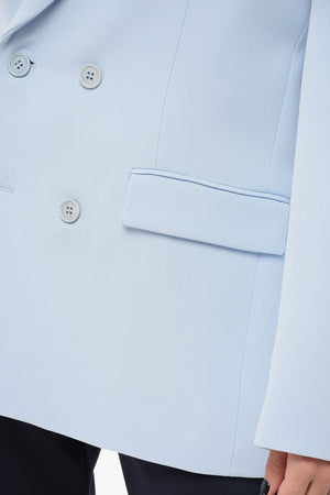 울 더블브레스트 블레이저 피크드 라펠