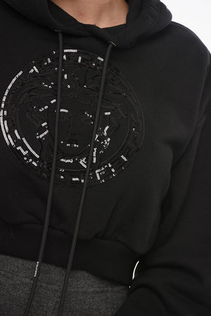 Felpa Hoodie MEDUSA con Design Cropped Fit