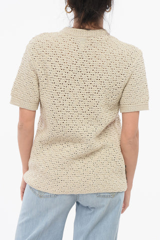 Crew Neck Crochet Cotton T-Shirt