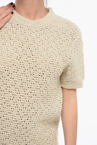 Crew Neck Crochet Cotton T-Shirt