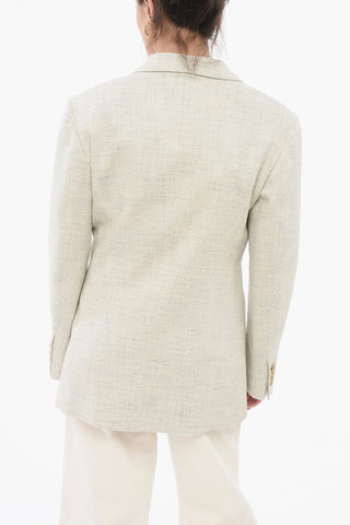 Linen Blend Blazer with Welt Pockets
