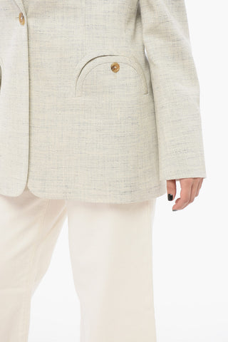 Linen Blend Blazer with Welt Pockets