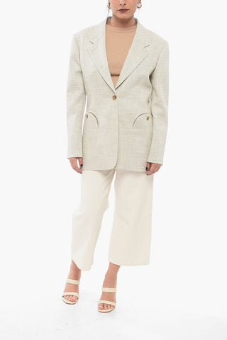 Linen Blend Blazer with Welt Pockets