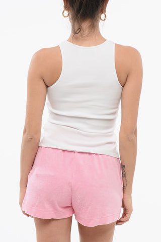 Tank Top a Costine con Logo in Cristalli