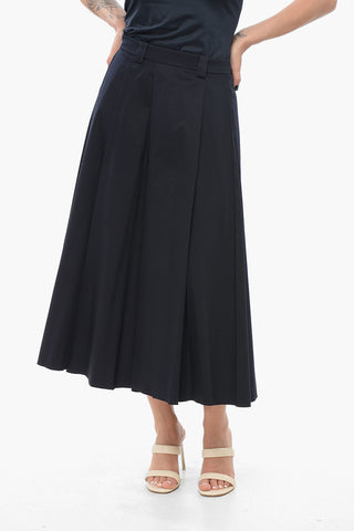 Gonna Midi HENRIQUE in Cotone Stretch con Pieghe