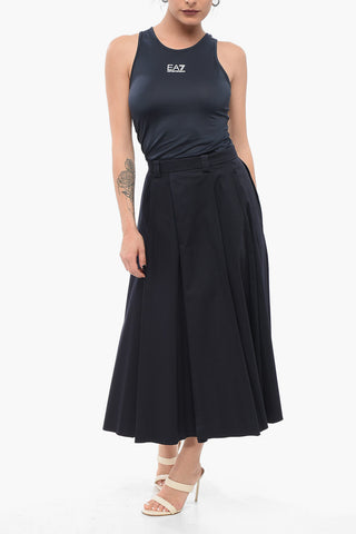 Gonna Midi HENRIQUE in Cotone Stretch con Pieghe
